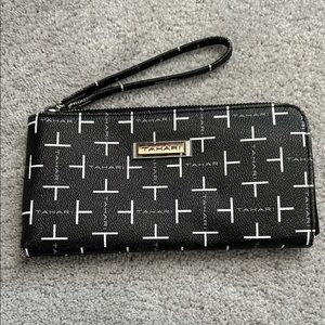 Tahari Monogram Black and White Wristlet